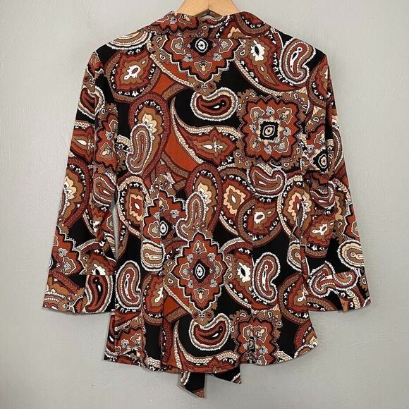 Studio 1940 Size Small Brown Stretch Knit Top Y2K Goblincore Boho Festival Retro - Picture 4 of 11